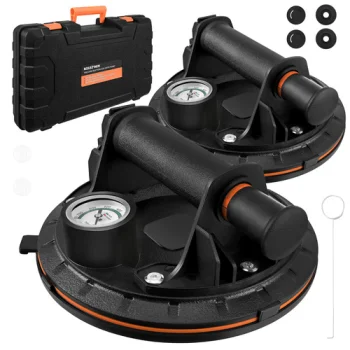Bigstren Vacuum Suction Cups with Pump and Pressure Gauge, 2 pcs, 200 kg