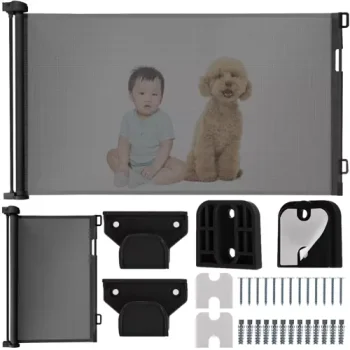 Portable Folding Safety Security Magic Gate Guard Mesh Fence Net for Pets Dog Puppy Cat, Black