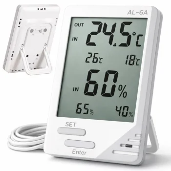 Digital Weather Station with Wired Probe Sensor, LCD Thermometer and Hygrometer