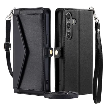 Wallet Case for Samsung Galaxy A56 5G with Straps - Black