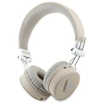 Belaidės ant ausų dedamos ausinės Guess GUBH70PGTSPSE ENC Bluetooth 5.3, smėlio spalvos