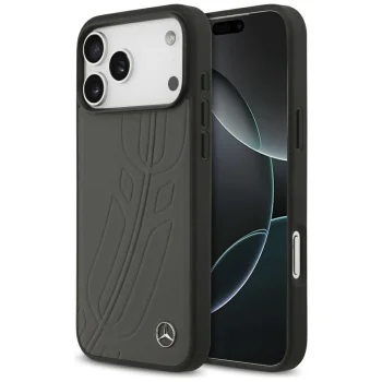 Mercedes Leather Large Laurel Leave MagSafe Case for iPhone 17 Pro Max Anthracite