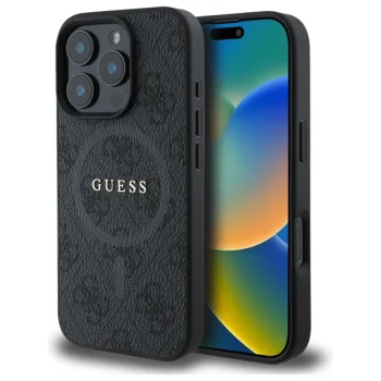 Guess 4G Ring Classic Logo MagSafe Case for iPhone 16 Pro Max, Black