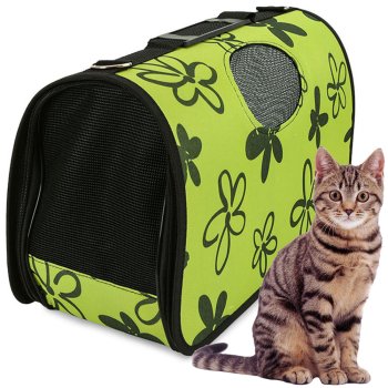 Large pet carrier bag for dogs and cats, green