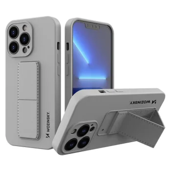 Wozinsky Kickstand Case dėklas telefonui iPhone 13 mini su stovu, pilkas