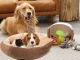 Soft Plush Pet Bed for Dogs and Cats, Leaf Shape, Brown