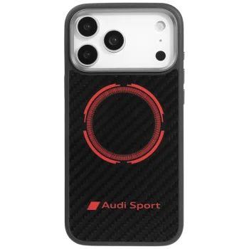 Audi iPhone 17 Pro Max Case RSQ Carbon Fiber Sport Red Circle, Black