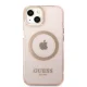 Apple iPhone 13 6.1\'\' Guess Gold Outline Translucent MagSafe Case Cover, Pink