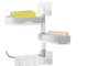 Wall-Mounted Soap Dish with Towel Holder, White/Grey