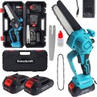 21V Cordless Mini Chainsaw with Brushless Motor, 2 Batteries and Case