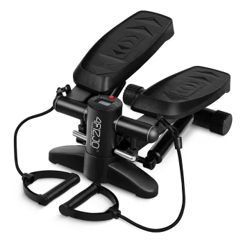 4FIZJO EVO Mini Stepper with Resistance Bands for Home Workouts, Black