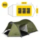 4Fizjo PRIME TRIO MOUNTAIN GOAT 3-Person Camping Tent, Green