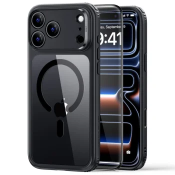 ESR Classic Hybrid MagSafe Case with Glass for iPhone 18 Pro Max / 17 Pro Max, Clear Black