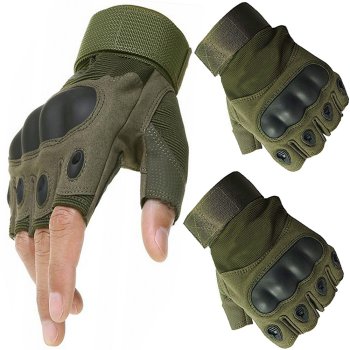 Tactical Fingerless Gloves XL – Military, Survival, Green