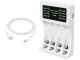 Maxday AA/AAA Battery Charger with LED Indicator + 4x AAA Batteries, USB-C, White