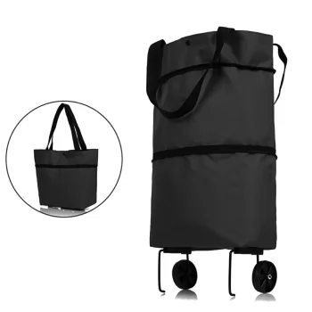 Foldable Shopping Bag on Wheels, Black