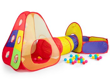 Kids play tent with tunnel, dry pool and 100 balls, IPLAY