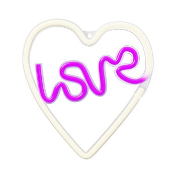 LOVE Heart LED Neon Sign for Wall Decor NNE02, USB Powered Light, Purple & White