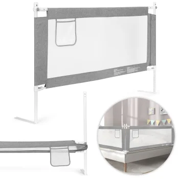 Ecotoys Bed Guard Rail for Kids, 150 cm, Grey/White