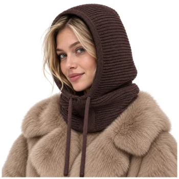 Women's Balaclava Hood Glimz 3-in-1 with Wool, Brown