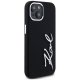 Karl Lagerfeld Silicone Metal Script Logo Case for iPhone 15 - Black