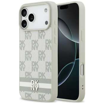 DKNY Checkered with Printed Stripes Phone Case Cover iPhone 17 Pro Max - Beige