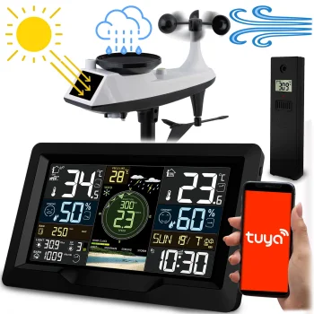 Berdsen BD-914 Wireless Weather Station with Wind and Rain Sensor, Black