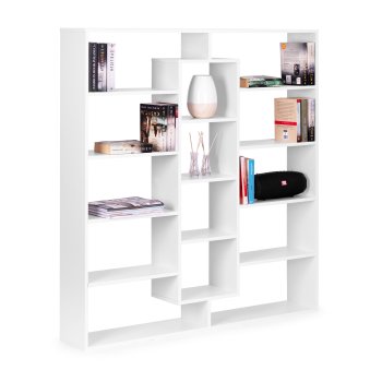 Modern Freestanding Bookcase with 14 Shelves by ModernHome, White