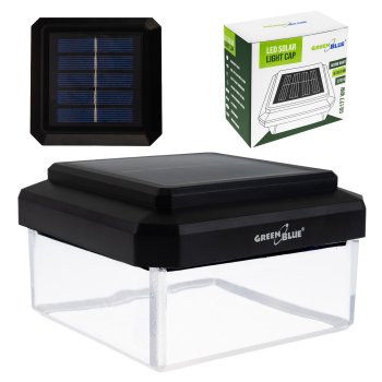 GreenBlue GB128 WW Solar LED Post Cap Light, 100x100mm, 3200K, Black