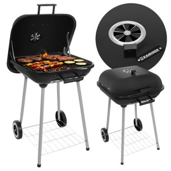 Charcoal Garden Grill with Lid Kaminer 53x77x46cm, black