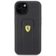 Ferrari iPhone 15 Case Grip Stand Metal Logo, Black