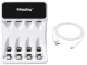 Maxday C704Y4 AA/AAA Battery Charger with LCD Display and USB-C, White