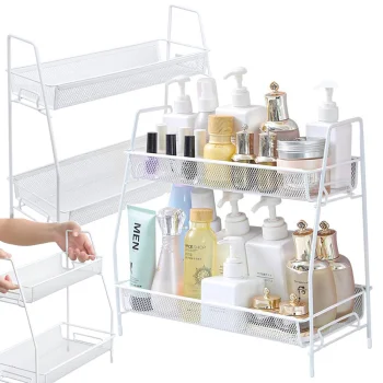 Two-Tier Kitchen and Bathroom Organizer Shelf, White