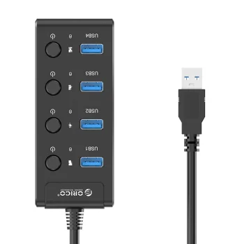 Orico USB 3.0. Hub with switches, 5x USB (black)