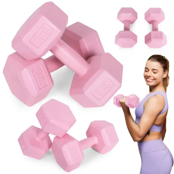 Modernhome HCD-6-PK Hexagonal Dumbbell Set 2x3 kg, Pink