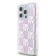 DKNY iPhone 15 Pro Case Liquid Glitters Checkered Pattern, White