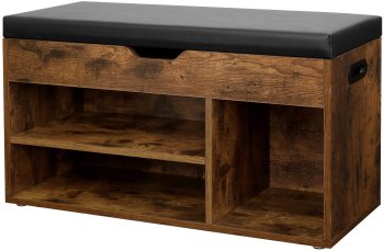 Shoe Storage Bench with Lift-Top Seat and Shelves, Loft Style