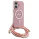 Guess iPhone 16 Case Crossbody Cord Script MagSafe, Pink