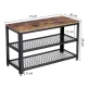 Industrial Shoe Rack Bench with Padded Seat for Entryway, Rustic Brown