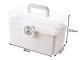 Large Locking Medicine Organizer Box First Aid Kit with Handle, White