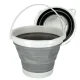 Collapsible silicone bucket with handle, 10L, for camping, mushrooms, fishing, grey