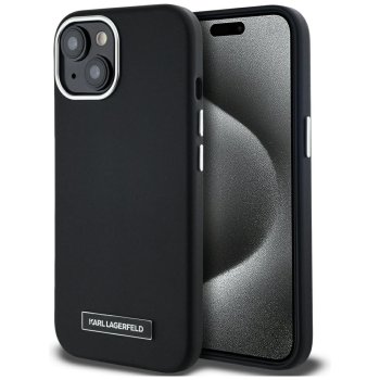 Karl Lagerfeld FW Metal Plate MagSafe Case for iPhone 15, Black