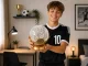 LED Night Light Football, 3 Light Modes, USB-C, White/Gold