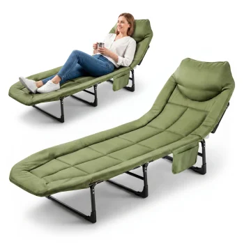 Mountain Goat Folding Camping Chair Sun Lounger, Army Green