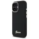 Guess Silicone Script Metal Logo & Frame Case for iPhone 16, Black