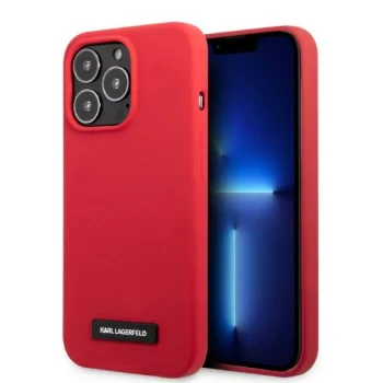Karl Lagerfeld Silicone Plaque Case for iPhone 13 Pro / 13, Red