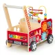 Ecotoys TL09025 Wooden Educational Push Walker Fire Engine with Blocks
