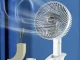 Portable Clip On Desk Fan, 3-Speed Cordless USB Fan, White-Grey