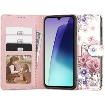 Xiaomi Redmi 14C Tech-Protect Wallet Book Case Cover, Pink Flowers