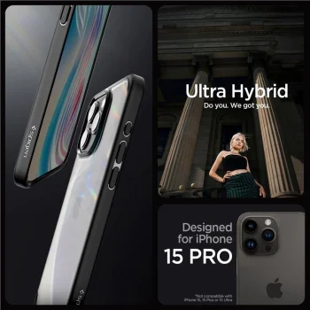 Spigen Crystal Hybrid Case for iPhone 15 Pro, Black
